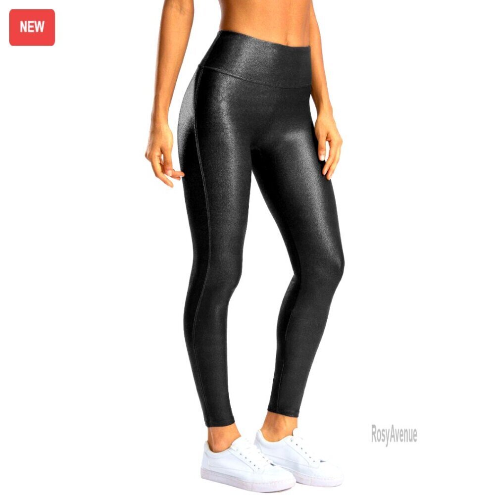 Faux Leather Leggings High Waisted Stretch Tummy Control 25/27/29 Inch Inseam